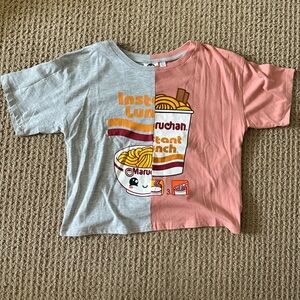 Kids Noodle Graphic T-Shirt - Gray and Pink
